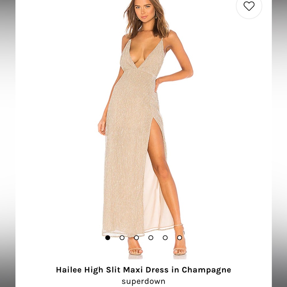 Superdown Hailee High Slit Maxi Dress in Champagne